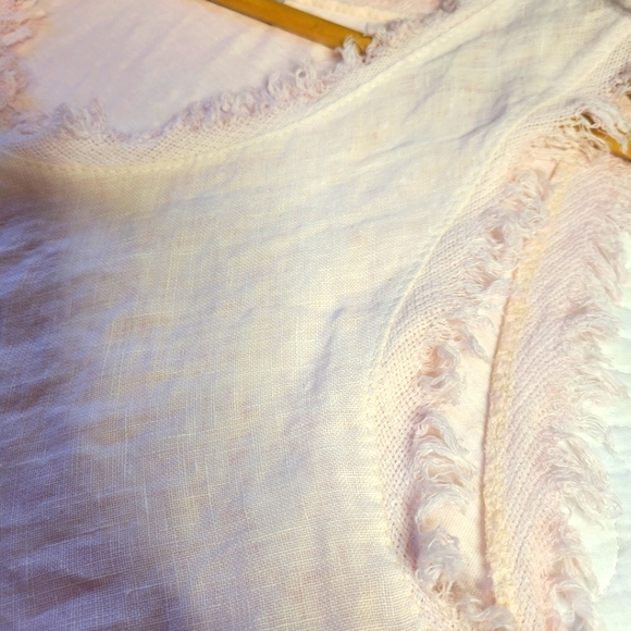 Tina Stephens | 100% Linen Fringe Tank Top | Pink | Size Small - Picture 7 of 10
